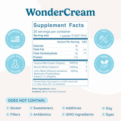 WonderCow Lions mane mushroom powder pack highlights cognitive-friendly beverage boost