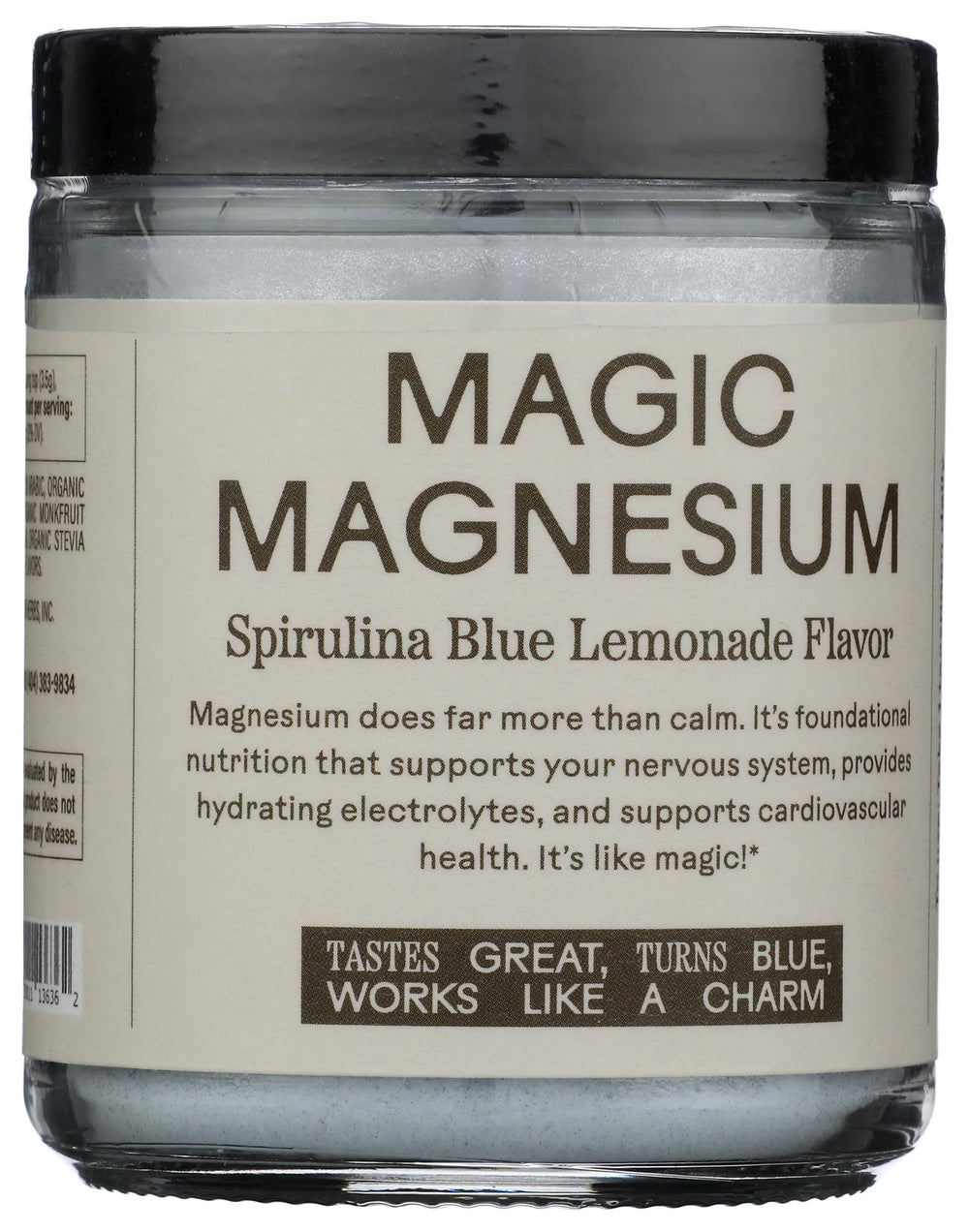 Wooden Spoon Herbs Magic Magnesium Citrate blue lemonade glass with ice for refreshment