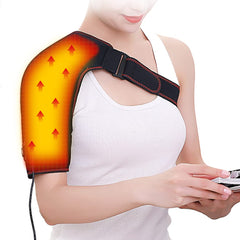 WOOLALA 110V heated shoulder wrap closeup showing large coverage and warm comfort