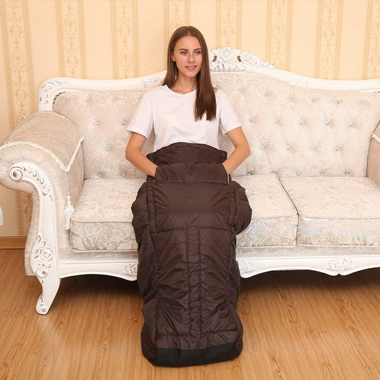 WOOLALA heated full body wrap warming hands, knees and feet for targeted comfort.