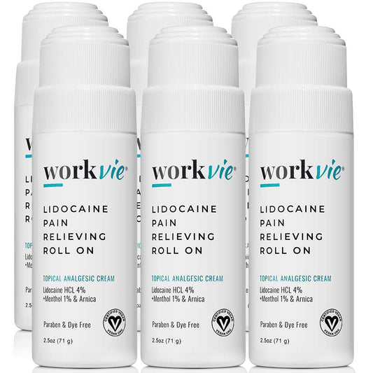 Workvie Lidocaine Roll-On bottle ready for quick, targeted relief.