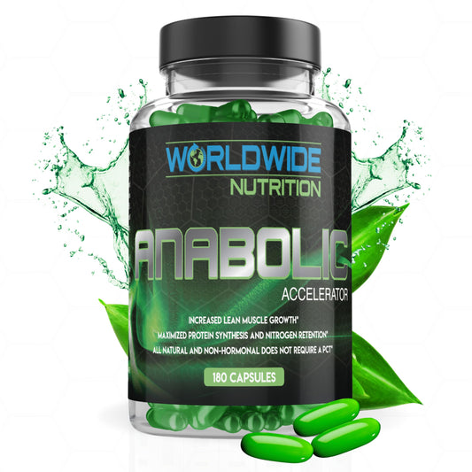 Worldwide Nutrition Anabolic Accelerator bottle front showing daily energy support