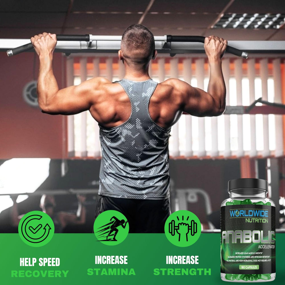 Worldwide Nutrition Anabolic Accelerator user holding bottle during workout