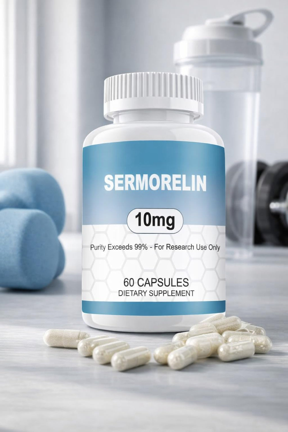 WUCOO Sermorelin bottle on lab shelf for inventory management.