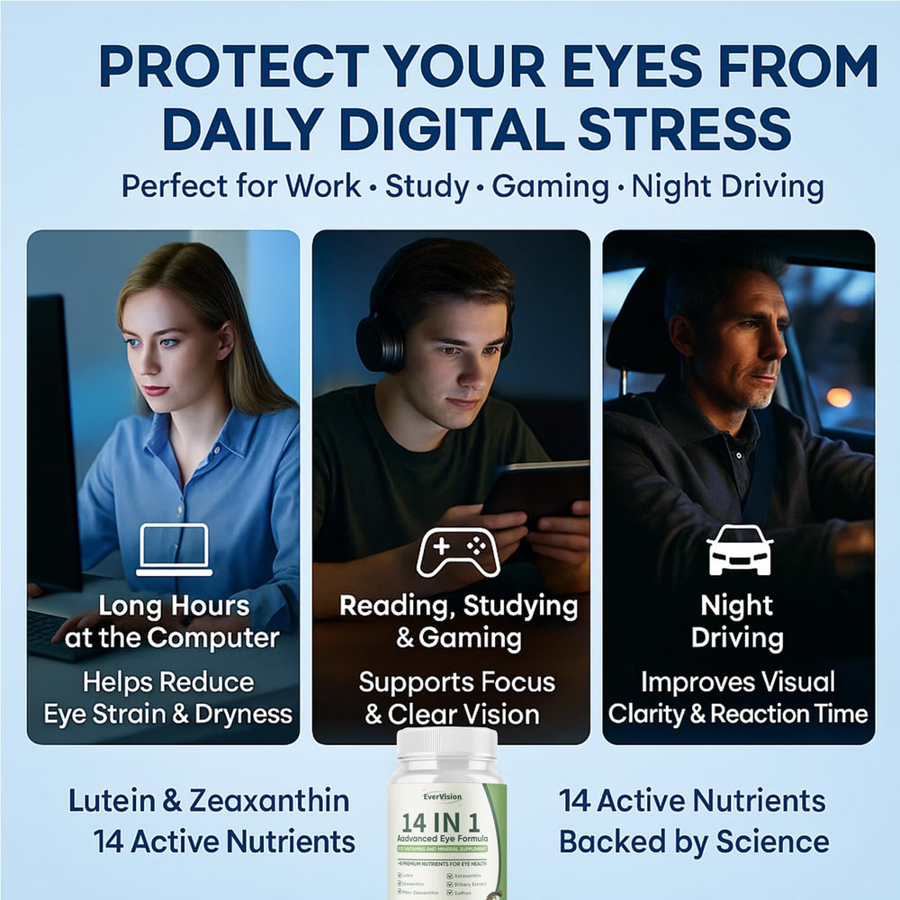 Wuliao Evervision ingredients such as bilberry and lutein support eye health.