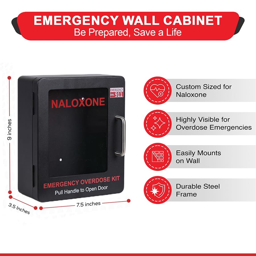 WWILKEN Naloxone cabinet interior shows organized compartments for supplies.