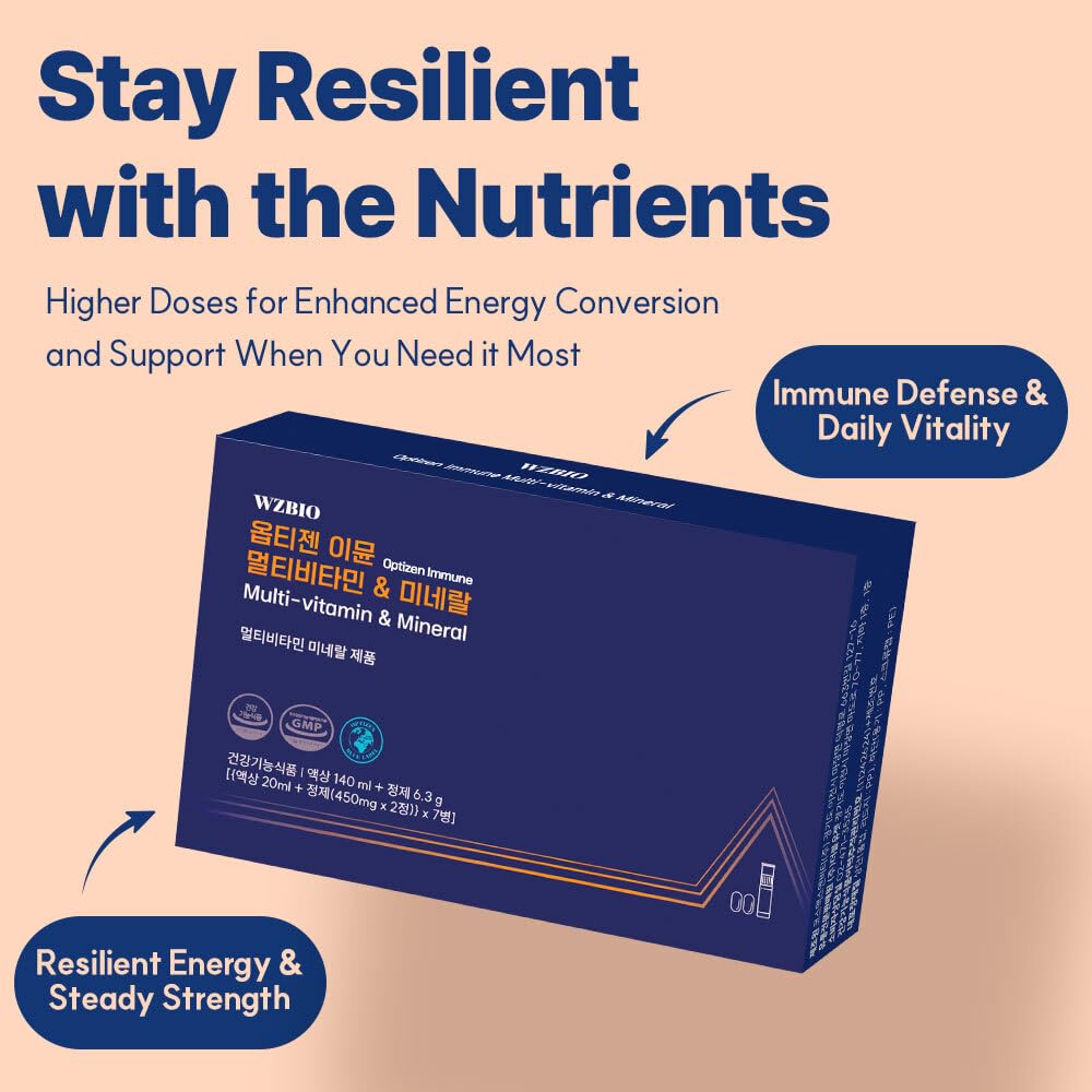 WZBIO Optizen Immune bottle pour shot suggesting simple daily intake.