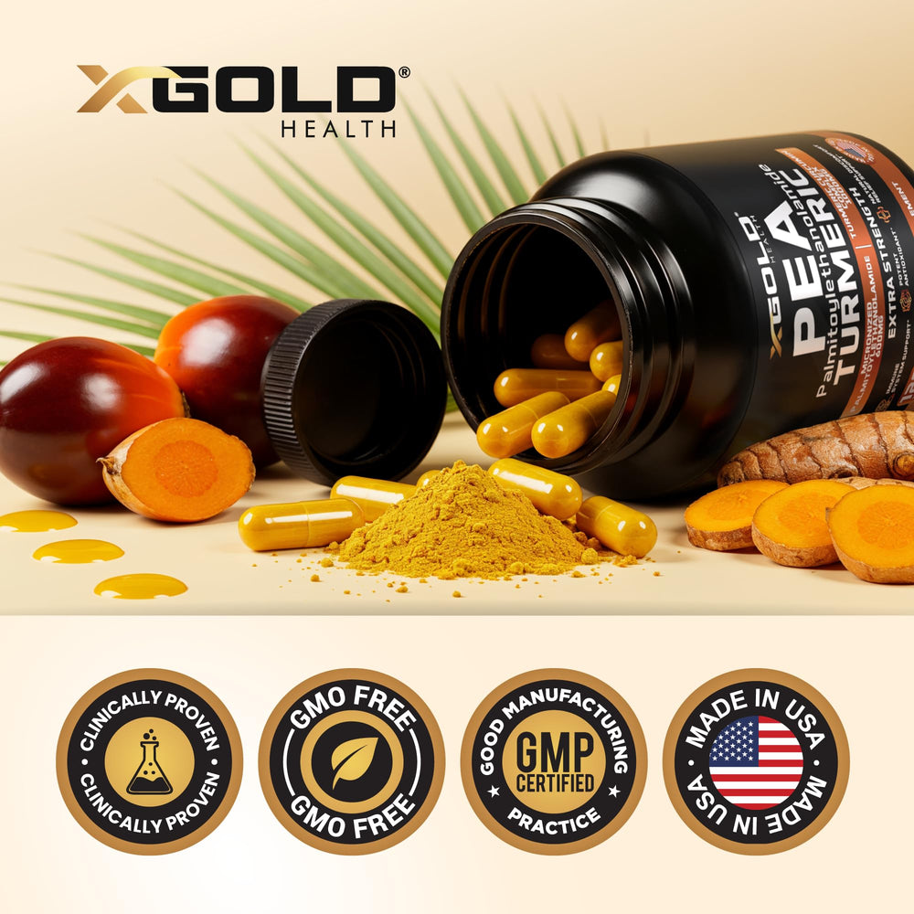X Gold Health daily-use capsule with glass of water for routine mobility
