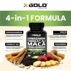 X Gold Health herbal blend label highlights concentrated extracts for potency.