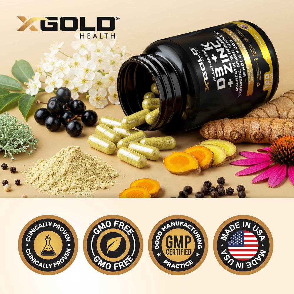 X Gold Health K2 MK7/MK4/MK1 capsule close-up for balanced bone support.