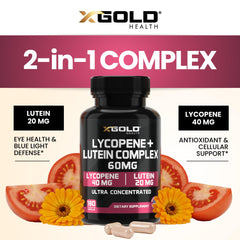 X Gold Health Lutein from leafy greens highlighting plant-based eye nutrients.