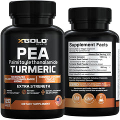 X Gold Health USA-made stamp on bottle indicating quality