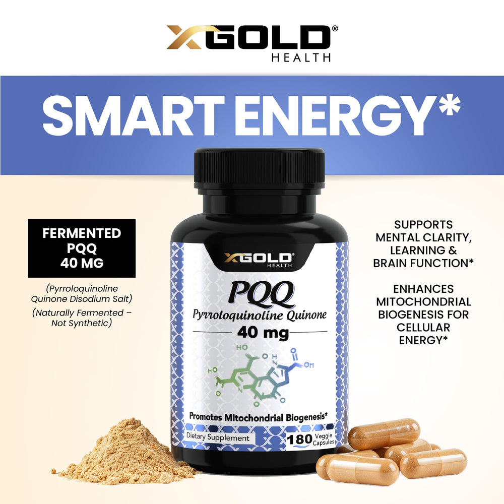 X Gold Health Mito Energy capsules close-up showing easy-to-swallow vegetarian capsules.