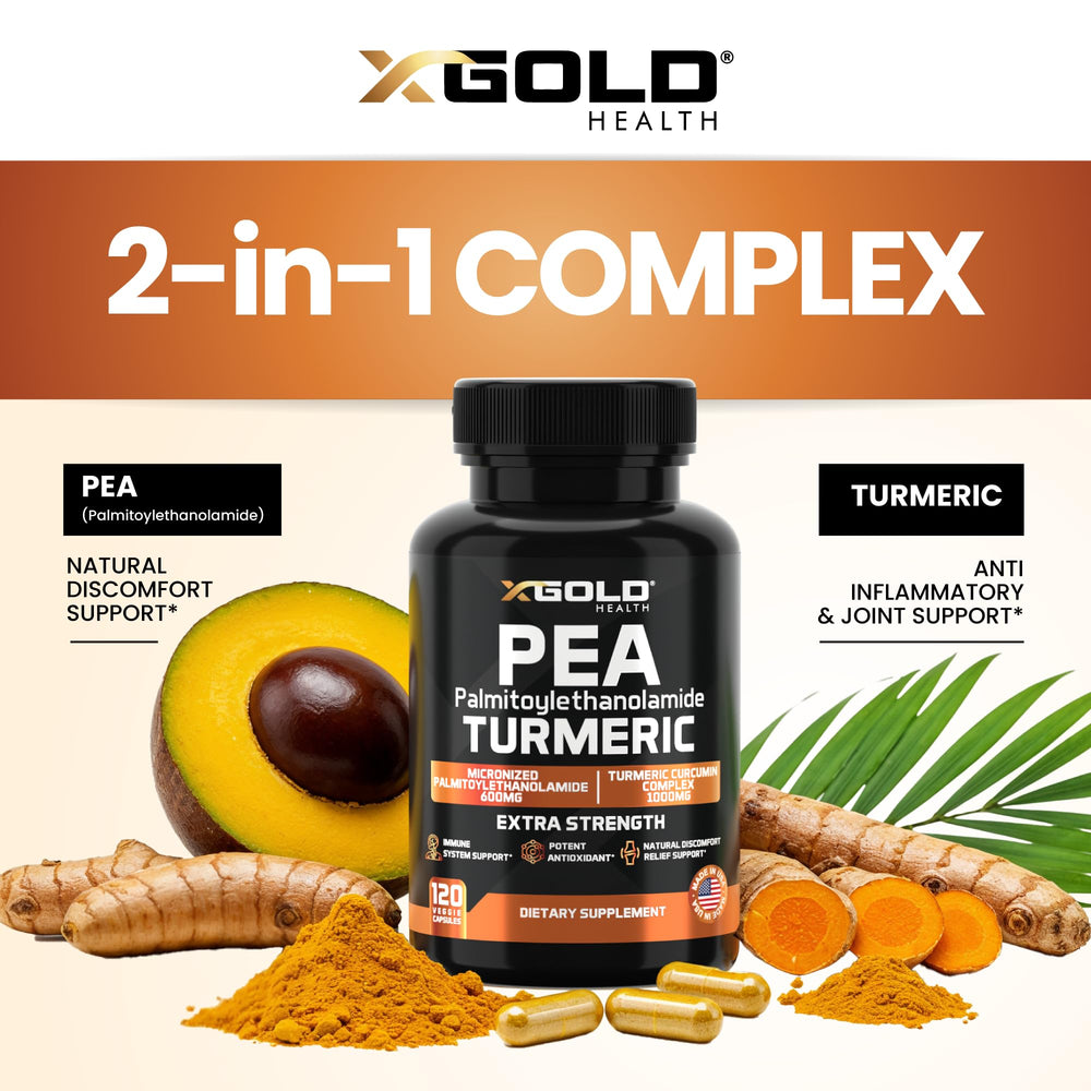 X Gold Health Turmeric Curcumin ingredients close-up with 95% curcuminoids