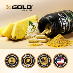 X Gold Health vegetarian capsules, gluten- and dairy-free option.