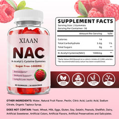 Closeup of XIAAN NAC raspberry gummies, tasty formulation for antioxidant support