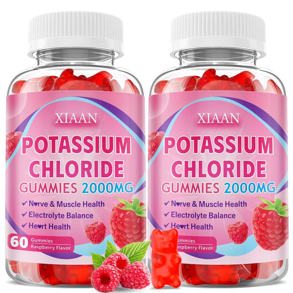 XIAAN potassium gummies raspberry bottle supports convenient daily electrolyte balance.