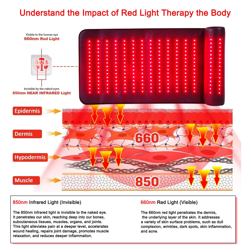 Xinheyie high-irradiance red light exposure for deeper comfort.