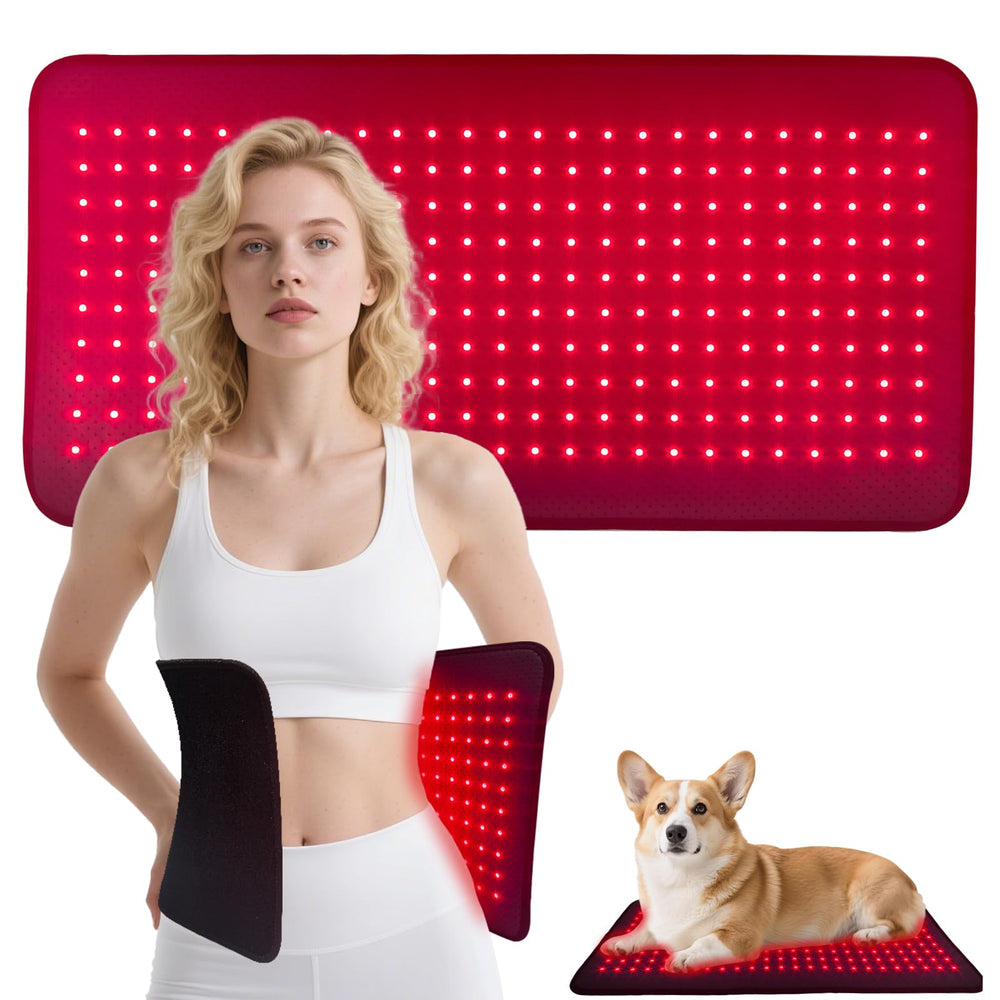 Xinheyie red light therapy pad, front view, broad coverage for back and shoulders.