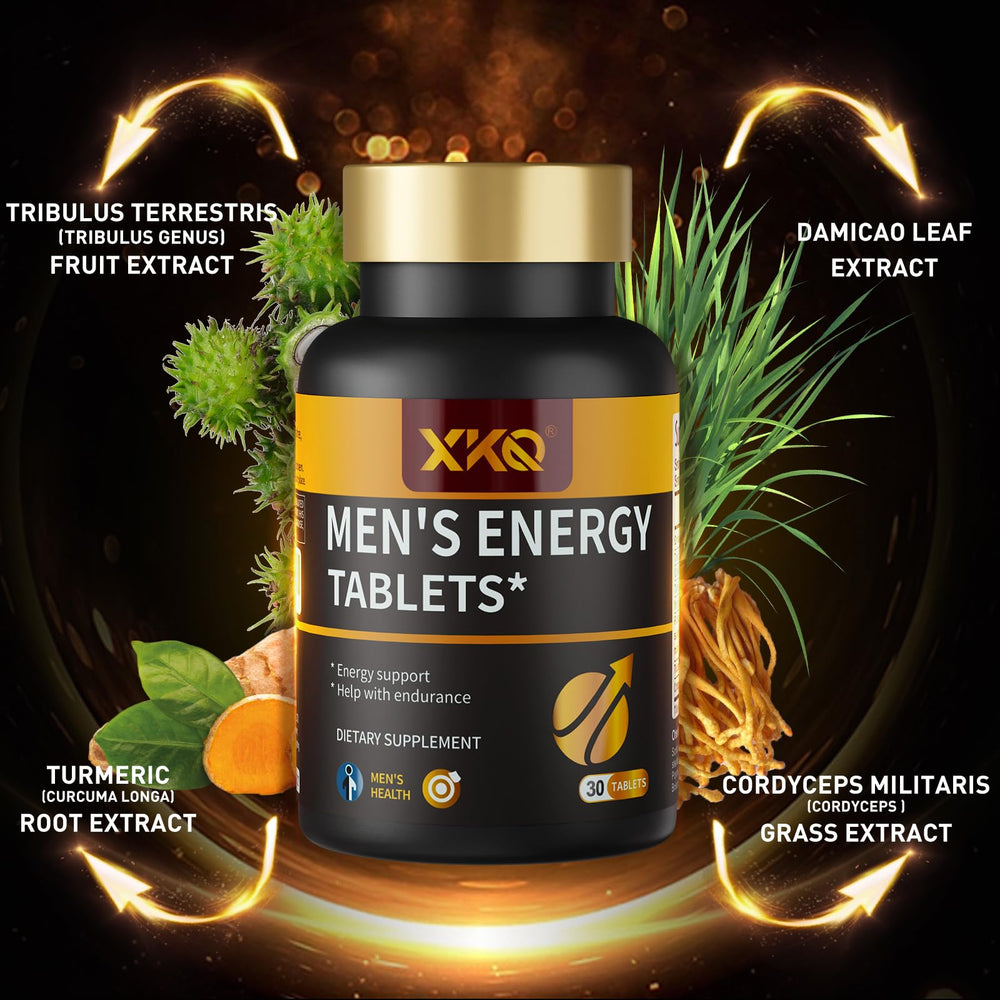 XKQ Men's Vitality packaging box emphasizing quality and testing.