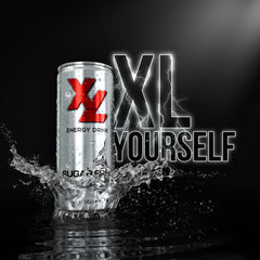XL Energy Drink Sugar Free can pictured in a gym setting as pre-workout option.