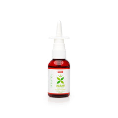 Xlear MAX fine mist spray dispensing for gentle nasal cleansing and hydration.