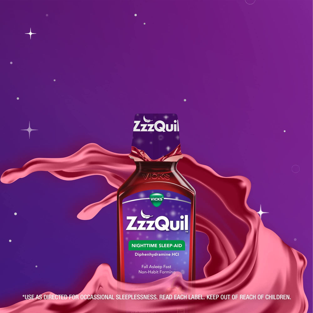 Xllent ZzzQuil bottle indicates suitability for adults and teens 12+