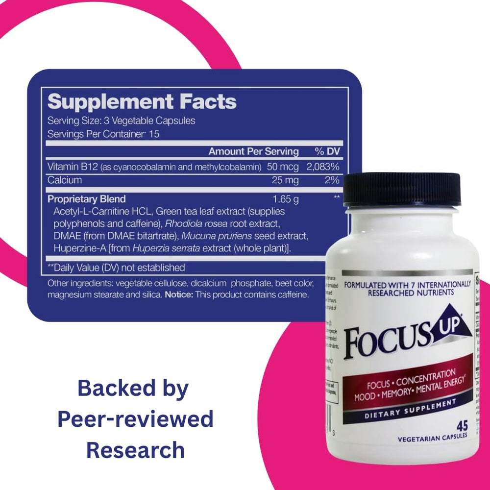 Xooma FocusUP capsules close-up, highlighting a convenient daily nootropic formula.