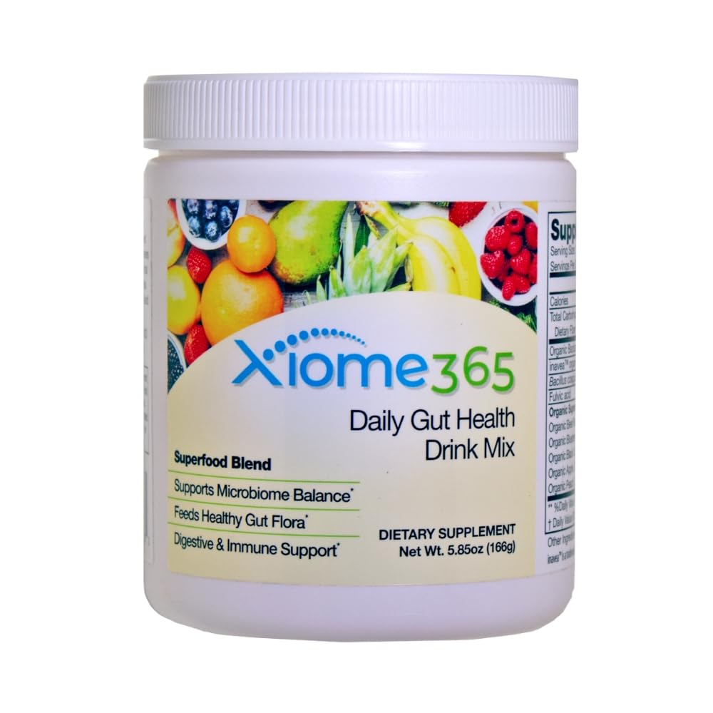 Xooma Xiome365 bottle pour for a quick, sugar-free daily gut health routine.