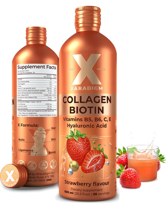 XParadigm Puritas Corpus strawberry liquid collagen bottle for easy daily wellness