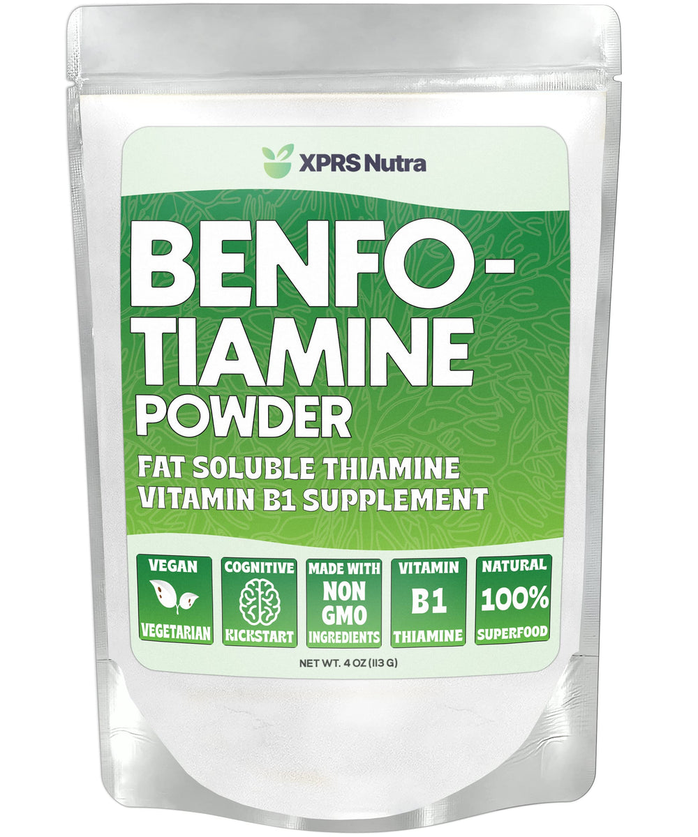 XPRS Nutra Benfotiamine powder bottle for convenient daily use and easy dosing.
