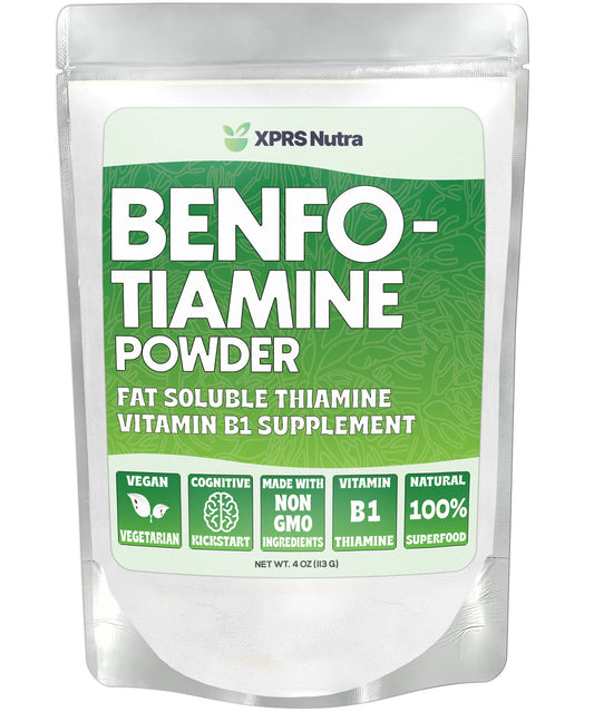 XPRS Nutra Benfotiamine powder bottle for convenient daily use and easy dosing.