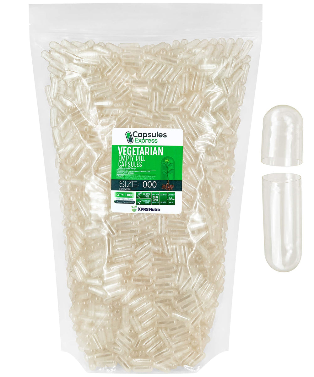 XPRS Nutra Size 000 clear capsules for precise manual filling and visual accuracy