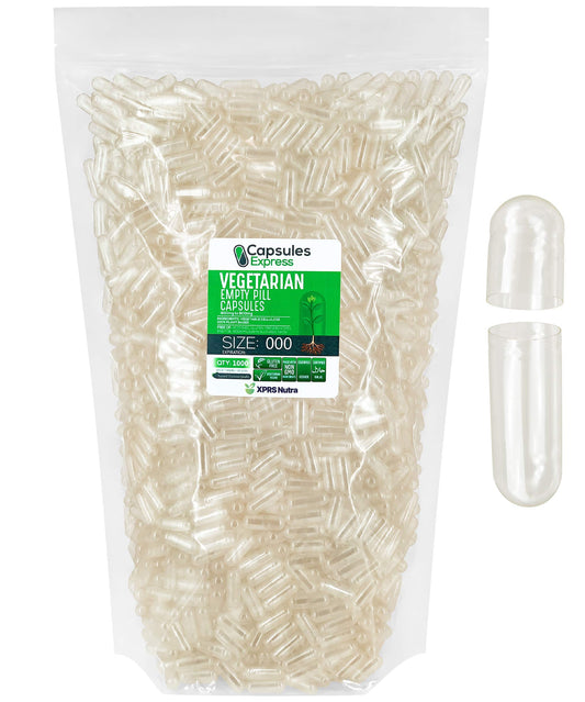 XPRS Nutra Size 000 clear capsules for precise manual filling and visual accuracy