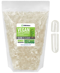 XPRS Nutra Size 1 empty capsules, clear for precise filling and dosage control.
