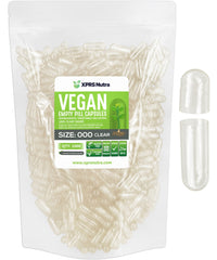 XPRS Nutra vegan size 000 empty capsules in clear shells for precise DIY filling