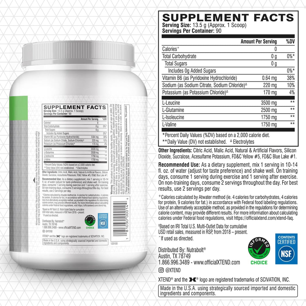 Xtend scoop beside bottle for easy serving during gym sessions