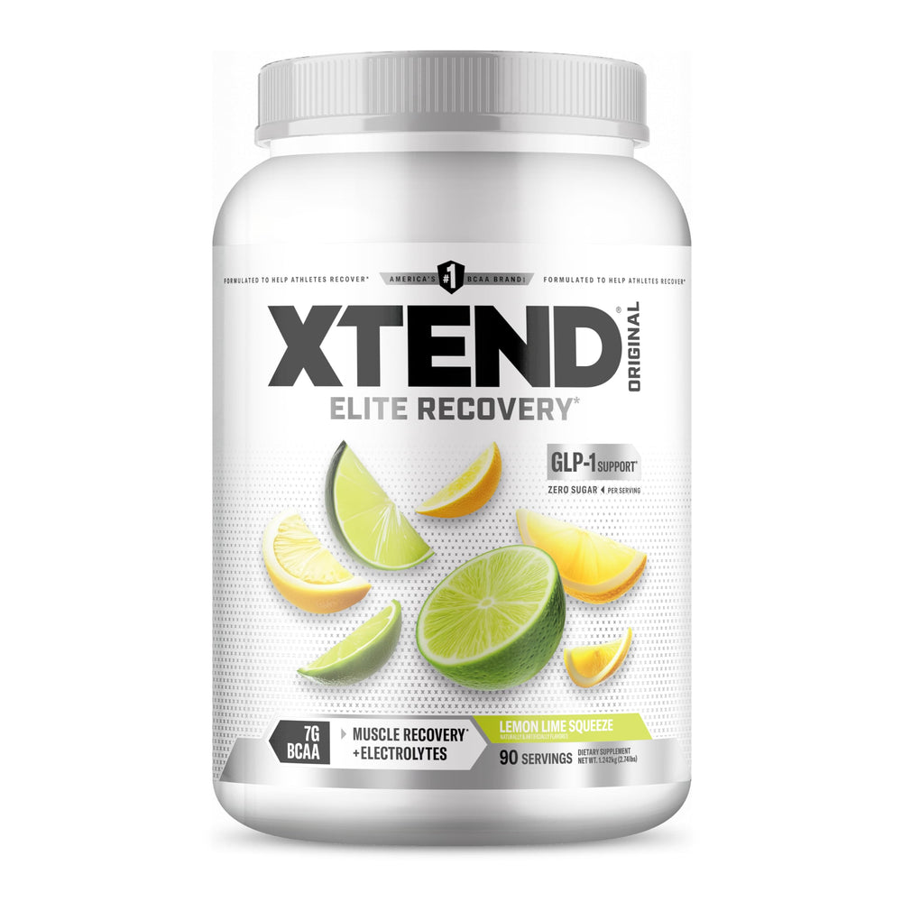 Xtend Original BCAA Powder bottle with 7g BCAAs supports faster recovery.
