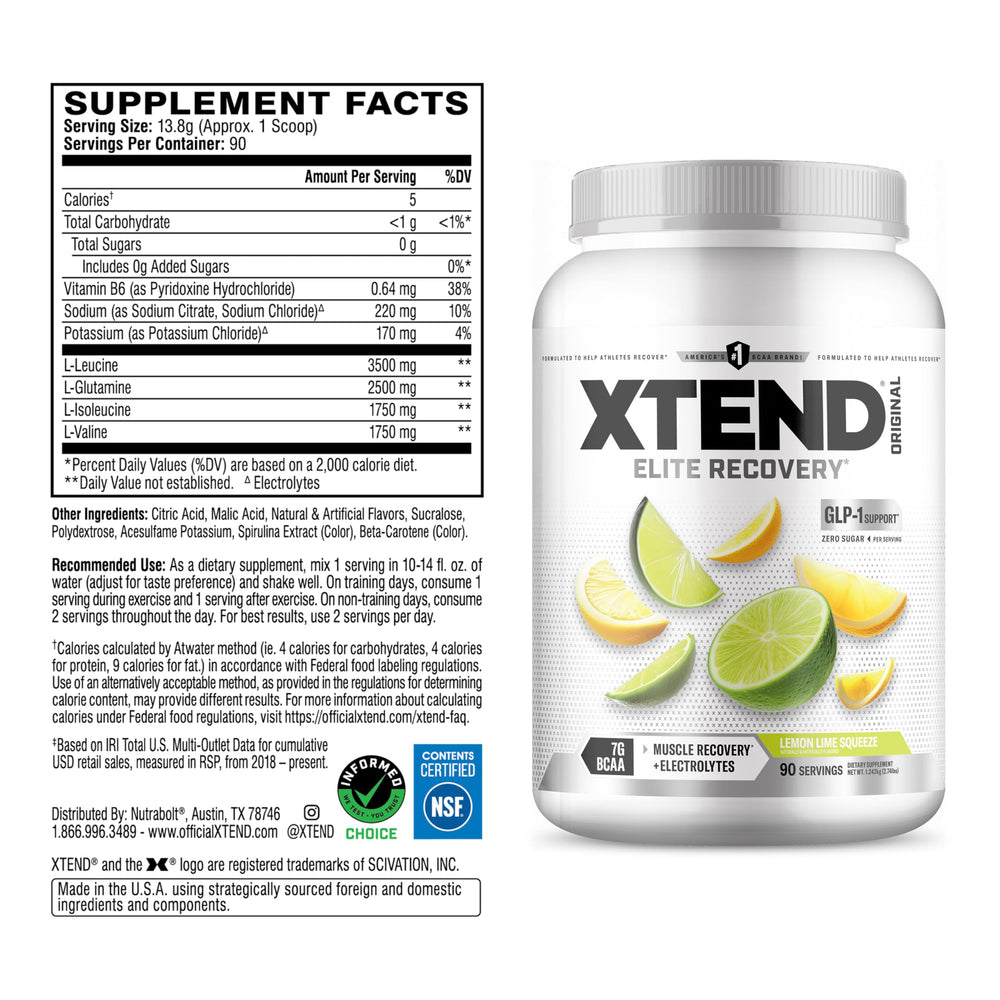 Xtend Original BCAA Powder servings ready to mix for workouts, on the go.