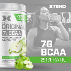 Xtend Original BCAA powder in shaker demonstrates easy mix and on-the-go use.