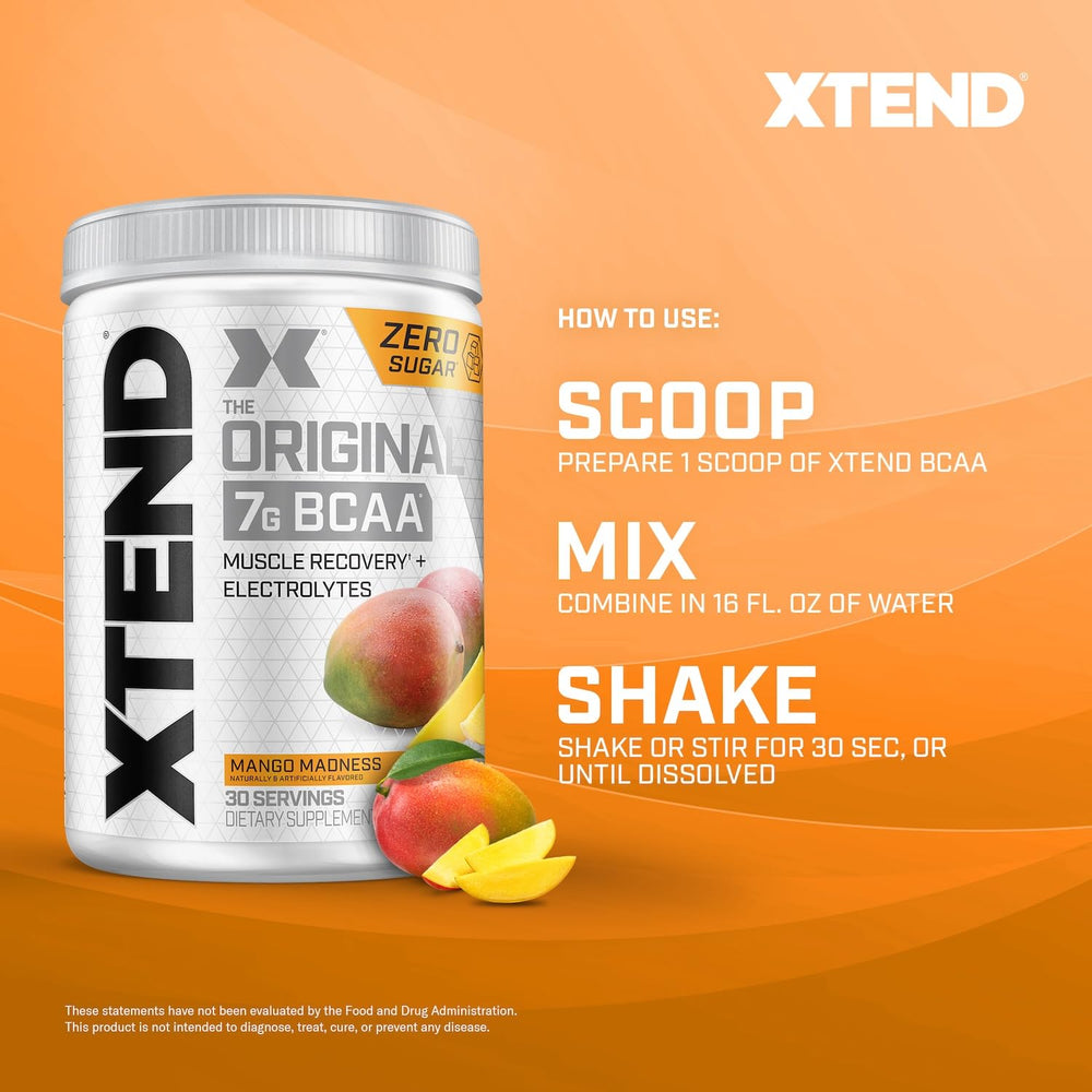 Xtend bottle with NSF and Informed-Choice badge in gym setting.