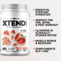Close-up of Xtend label showing a sugar-free formula and amino acids.