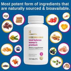 Xtendlife Total Balance ingredients panel emphasizes diverse nutrients