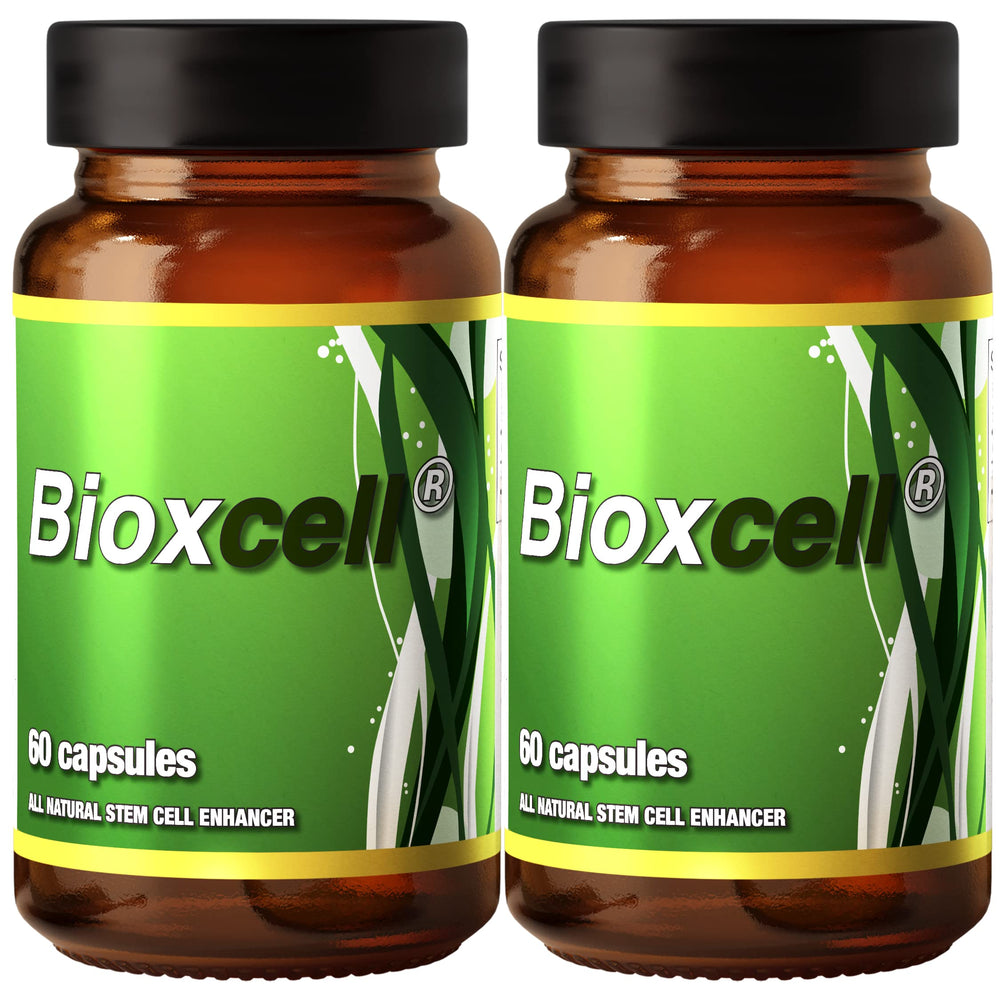 Xtreme Power Belt Bioxcell stemcells bottle featuring AFA and spirulina for natural wellness support.