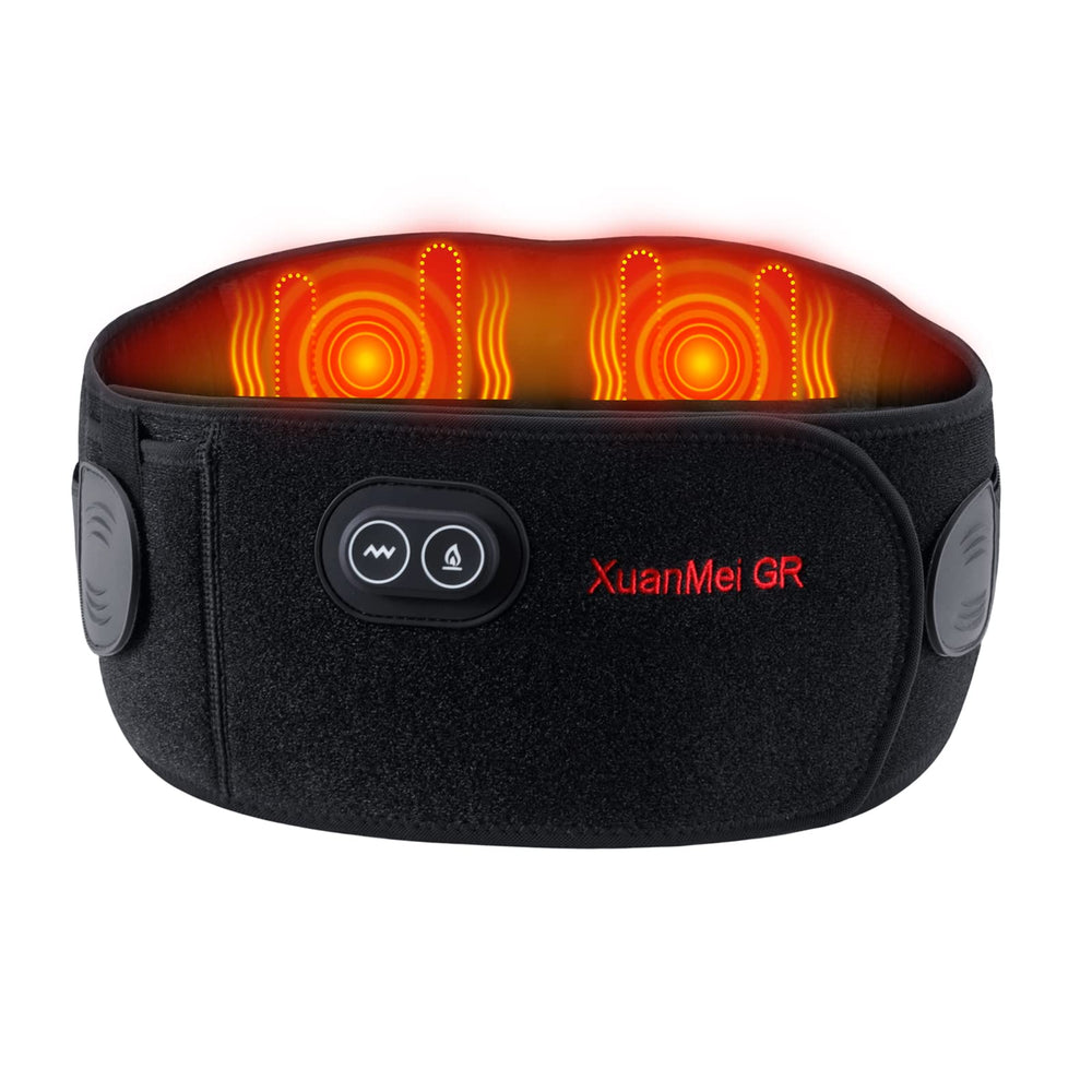 XuanMei GR heating pad back brace front view shows portable warmth and massage.