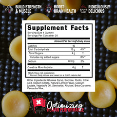 Xwerks Build Creatine Gummies ingredients panel showing clean formula.