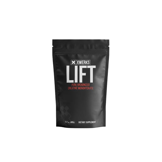 Xwerks Lift micronized creatine powder ready to mix for fast uptake in shakes.