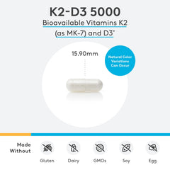 XYMOGEN K2-D3 5000 capsules closeup, showcasing the compact daily capsule.