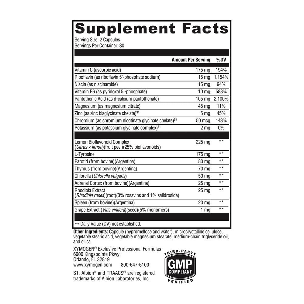 XYMOGEN Adrenal Manager capsules closeup for everyday use