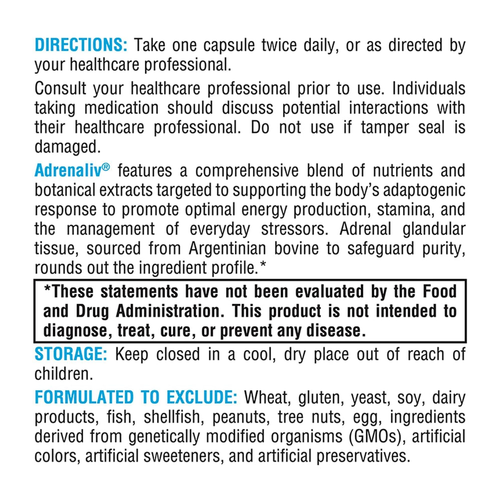 XYMOGEN Adrenaliv vitamin B6 supports energy metabolism.